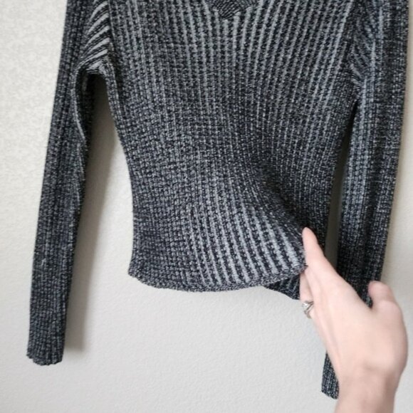 SILVER TAB BY LEVIS x Y2K cropped ribbed long sleeve sweater Dark Academia L - Picture 8 of 8